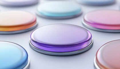 Glossy gradient buttons in various colors, showcasing modern design elements