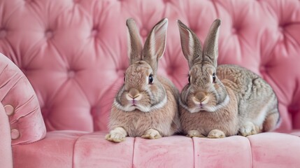 Wall Mural - two rabbits on the couch