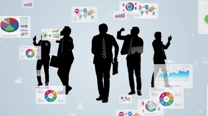 Poster - businessperson, people, businessman, group, teamwork, data, report, business, marketing, sales, screen, system, management, shadow, company, human resources, office worker, salaryman, work, document, 