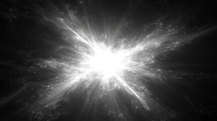 Wall Mural - Abstract explosion of light and particles against a dark background, radiating outward from a central point