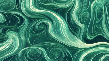 Wall Mural - Green and blue swirl pattern that resembles a wave. The pattern is made up of many small, overlapping circles that create a sense of movement and energy. The colors are vibrant and eye-catching