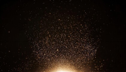 Poster - gold dust particles floating in dark background for luxury, festive, and abstract design elements or textured overlay

