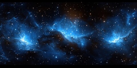 Wall Mural - vibrant cosmic nebula and twinkling stars digital panorama of deep space environment