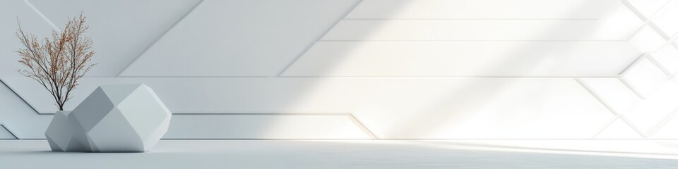 Poster - Minimalist Abstract Design Geometric Shapes Soft Shadows High-Key Lighting White Background