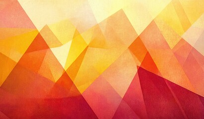 Poster - Geometric Abstract Background of Warm Orange Yellow Red Pink Beige Triangles with Textured Layers for Modern Design