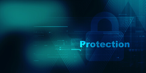 2d illustration Safety concept: Closed Padlock on digital background

