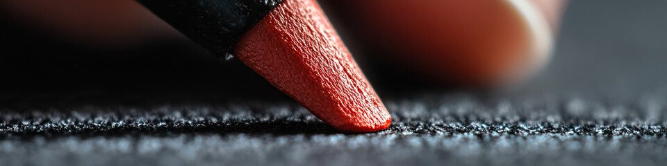 Wall Mural - Red Marker Tip Contacting Dark Textured Surface