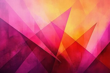 Poster - Abstract Geometric Design in Pink and Orange with Triangular Shapes and Texture for Creative Background