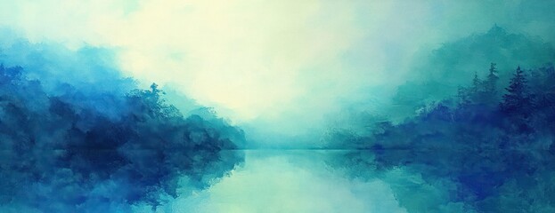 Aufkleber - Abstract Watercolor Background in Blue and Green Gradient with Textured Design
