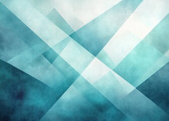 Poster - abstract aqua mint background with layered geometric shapes in soft colors and watercolor effect