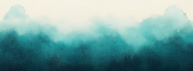 Aufkleber - Abstract gradient background in teal and aqua with soft watercolor fog border and textured design