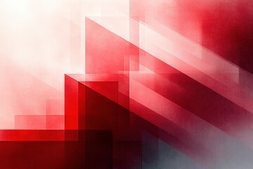 Poster - Abstract Composition Overlapping Geometric Shapes Gradient Red White Soft Lighting Dreamy Minimalism Modern Art Transparency Layering Effects