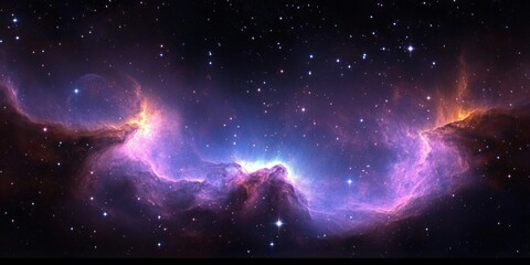 Wall Mural - Vibrant Cosmic Nebulae Background with Stars and Ethereal Lighting in a Panoramic Space Scene