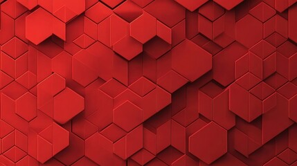 Poster - Dynamic Hexagonal Pattern with Bright Red Background and Clean Lines