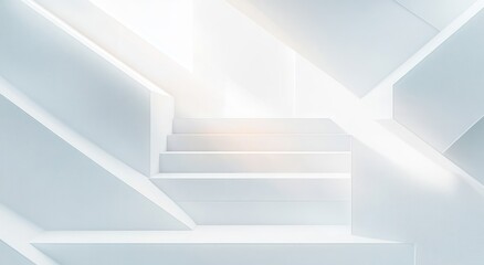 Poster - Minimalistic Abstract White Geometric Composition with Soft Lighting