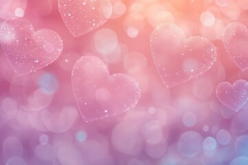 Fototapete - Abstract Hearts Background Love Valentine Day Soft Focus Pastel Bokeh Women's Day Celebration