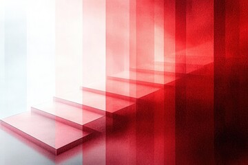 Poster - Abstract Geometric Shapes Red White Gradients Dreamy Minimalism Modern Art Transparency Layering Effects
