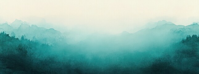 Poster - Abstract Gradient Background with Soft Teal Aqua Transition Foggy Border and Textured Grunge Design