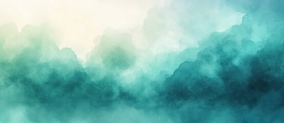 Aufkleber - Abstract Watercolor Background in Teal and Mint Green with Smooth Gradient and Luminous Effect for Graphic Design