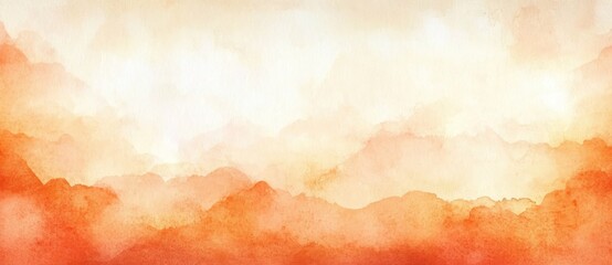 Aufkleber - Watercolor Abstract Fall Background in Orange and White with Distressed Grunge Border and Soft Lighting Hazy Autumn Colors