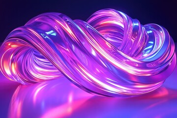 Wall Mural - A purple, twisted, and glowing object with a spiral shape. The object is made of a shiny, reflective material