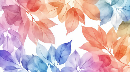 Wall Mural - Abstract Colorful Watercolor Leaves Background