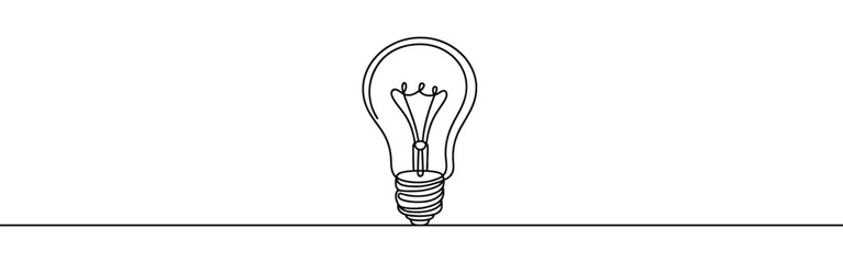 Wall Mural - Light bulb continuous one line drawing. Lightbulb in simple linear style. Idea, brainstorm concept. Vector illustration.