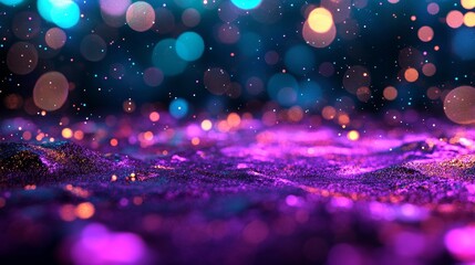 Wall Mural - purple and blue sparks amidst smoke, with a dark background