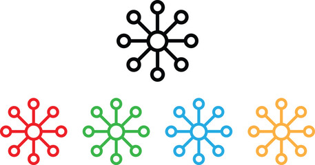 Colorful network connection icon set in different colors . Network connectivity icon. Vector illustration