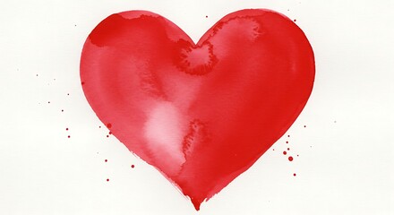 Red heart painted on white.
