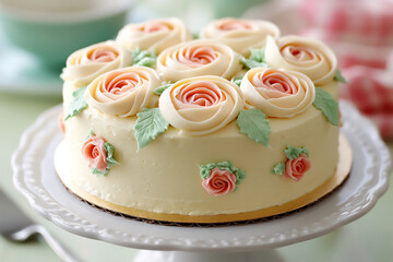 Wall Mural -  preparing rose cake