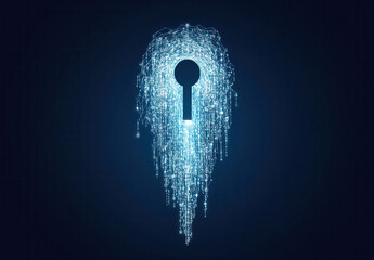 Wall Mural - keyhole composed of binary code representing technology and digital security