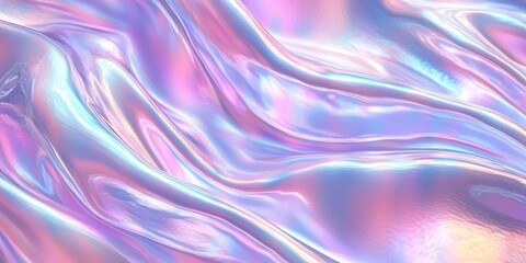 Poster - Iridescent Holographic Background with Shiny Wavy Texture in Pastel Colors for Creative and Artistic Digital Projects