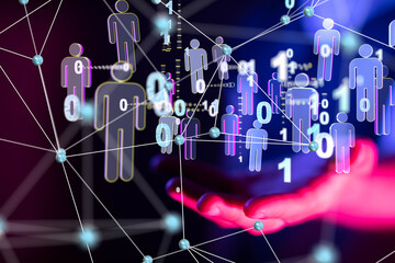 Poster - Neural network concept. Connected cells with links.