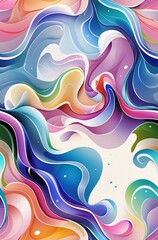 A vibrant abstract design of flowing, multicolored waves with smooth gradients, creating a dynamic and energetic artistic composition.