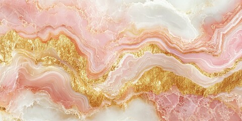 Poster - Elegant Pink and Gold Marble Background with Fluid Swirls and Textures for Creative and Artistic Projects