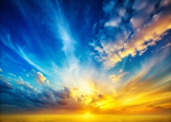 Wall Mural - Panoramic Pastel Gradient Background: Glowing Blue and Yellow Sky