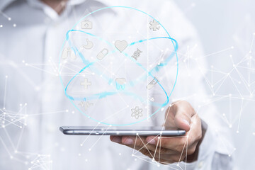 Leinwandbilder -  Ui icon medical in hospital with medical technology network concept