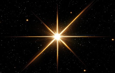 Wall Mural - Bright star shining in the dark universe with lens flare
