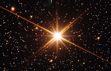 Wall Mural - Bright star shining with lens flare in the universe