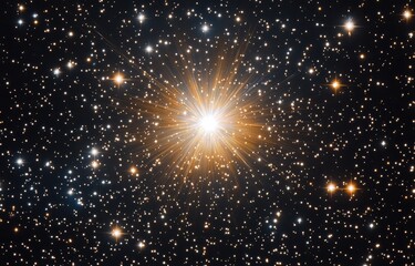Wall Mural - Bright star shining in the dark universe, surrounded by countless other stars