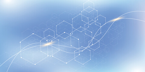 Abstract tech network connection dots. Digital technology and big data analysis background. White background with plexus lines. Geometric background