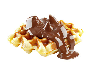 Isolated Waffle Square Topped with Melting Chocolate