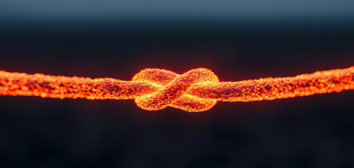 Poster - Glowing intertwined threads create mesmerizing knot, symbolizing connection and unity. vibrant orange hue adds warmth and energy to visual, evoking sense of harmony
