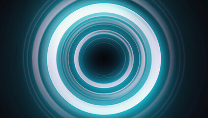 Wall Mural - Abstract Blue and White Rings: A mesmerizing abstract composition featuring a series of concentric blue and white glowing rings, creating a sense of depth and movement.