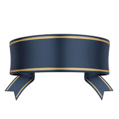 deep navy blue ribbon banner with gold trim, perfect for elegant designs