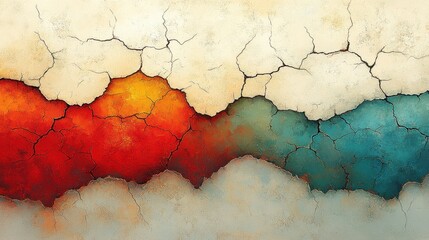 Sticker - Abstract cracked earth sunset landscape art