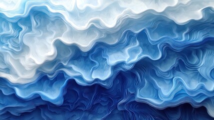 Poster - Abstract blue and white wave pattern background.
