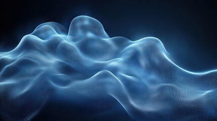 Leinwandbilder - Abstract blue glowing wave particles, digital rendering.