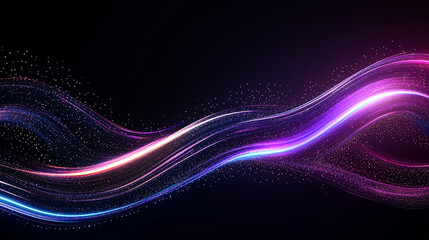 Wall Mural - abstract flow: luminous pink and blue waves of light dance across a dark background, creating a dyna